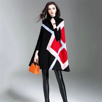 

2019 New Winter Fashion Loose Plaid Shawl High Quality Fashion Elegant Turn-down Collar Single Breasted Women Shawl Coat YH402