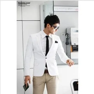 

2018 autumn outerwear male suit white blazer casual suit male slim formal dress