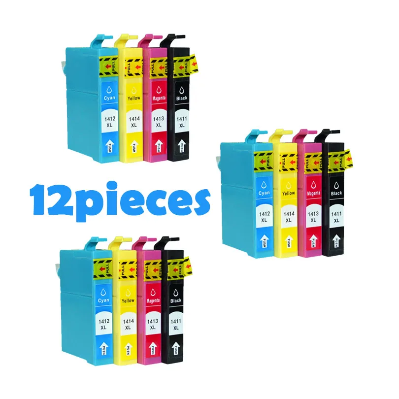 12 шт. картриджи для принтеров Epson T1411 T1412 T1413 T1414 ME 32/33/35/320/330/340/350 82WD/85ND/535/560W/570W |