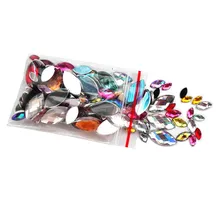 Mixed Sizes Mixed Color 100pcs Acrylic Horse eye Shape Rhinestone Decorate Nail art Flat Back Marquise Facet Decorative