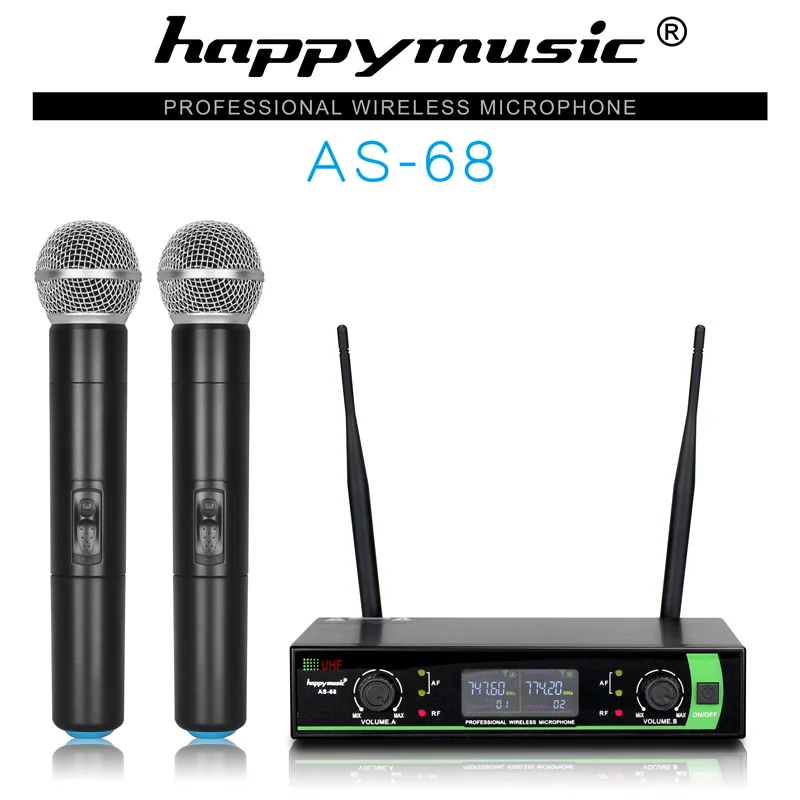 New High Quality UHF Professional AS 68 Dual Wireless Microphone System