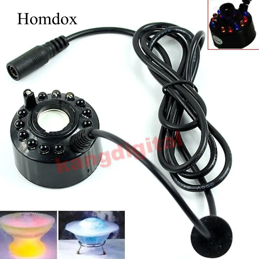 

Humidifier 12 Air Fogger Ultrasonic Pond Maker Fountain LED Water Mist Atomizer