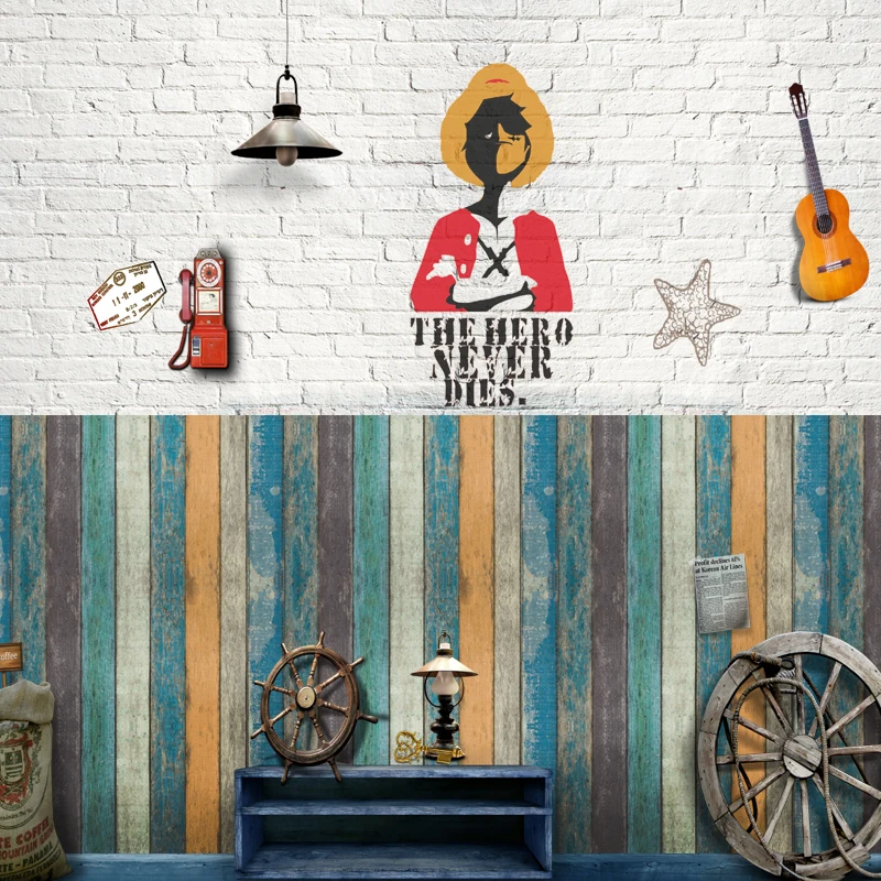 

Home Decor 3D PVC Retro wooden stripes Wall Stickers Paper Self-adhesive Home Decor Sticker Room