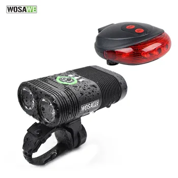 

WOSAWE 2400 Lumens Bike Light 2-XPE LED Lamps Bicycle Light Headlight Head front Lights flash light+Back Safety Rear Light