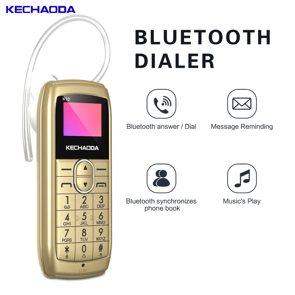 KECHAODA K10 Bluetooth гарнитура Мобильный телефон все-в-одном 0,6" MTK6261DA 32 Мб+ 32 Мб 250 мАч сотовый телефон