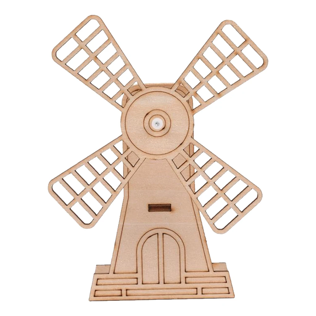 Handmade 3D Wooden Assembly Puzzles DIY Assemble Wooden Toy Craft Kit - Assembly Model Kit - Unpainted Windmill Building Model