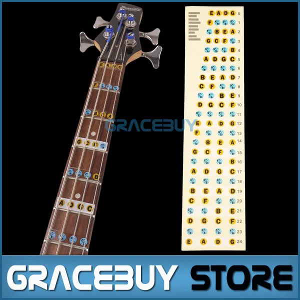 Bass Fretboard Music Notes Stickers 1 Pcs 4 String Bass