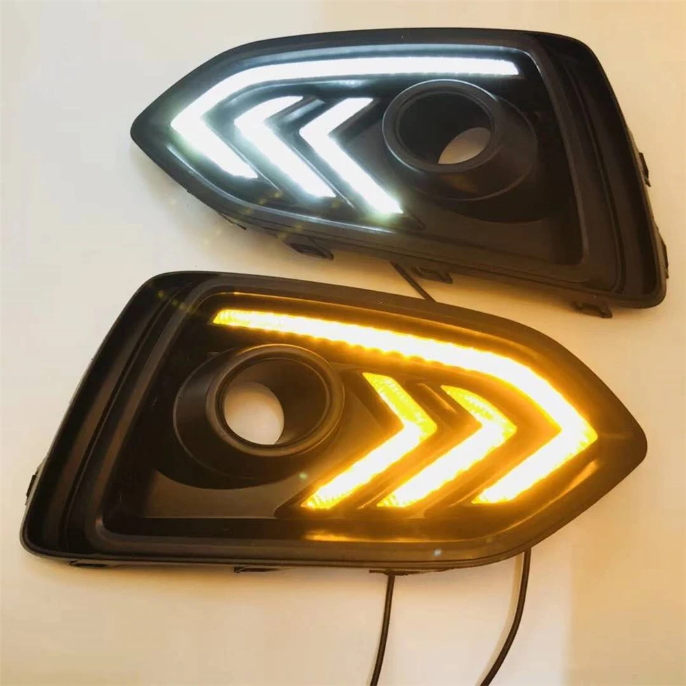 1 пара, Сигнальное реле желтого цвета, 12 В, Автомобильная DRL лампа, водонепроницаемый Светодиодный светильник дневного света для hyundai Solaris Accent