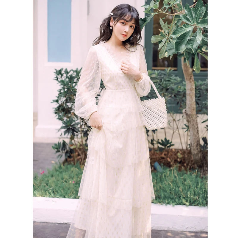 2019 new fashion women's dresses Summer Star Mesh France Beach Dress