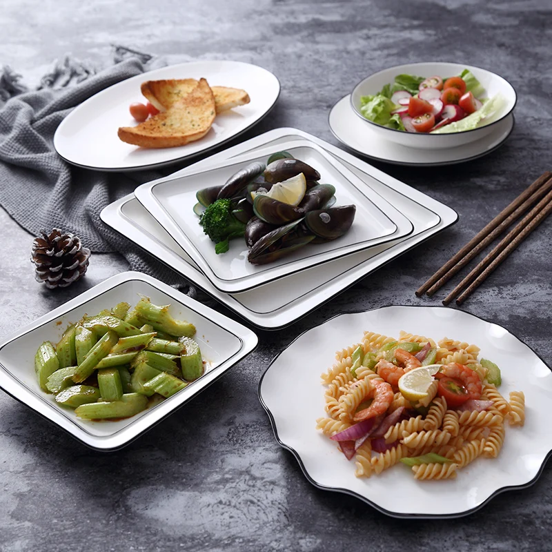 Креативные тарелки нерегулярные белые тарелки набор фруктовые блюда для бифштекса миски для супа высококачественные тарелки и миски гостиничный керамический стол