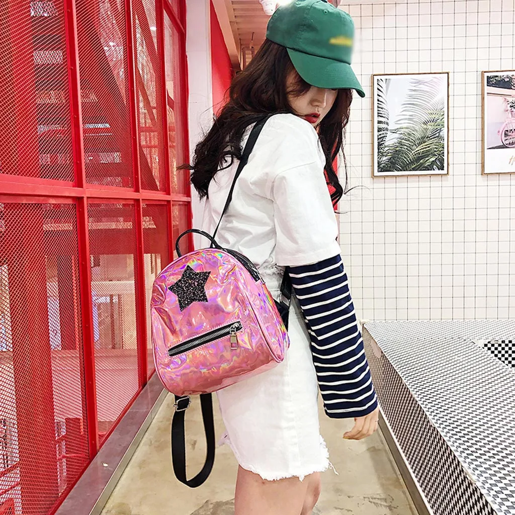 Aelicy, Модный женский рюкзак диких цветов со звездами, многофункциональный рюкзак на молнии для путешествий, Студенческая сумка с клапаном, спортивный карман для телефона
