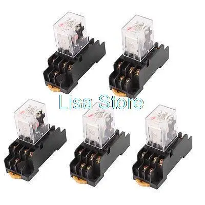 

AC 220/240V Coil 3PDT 11 Pin Red LED General Purpose Power Relay 5 Pcs w Socket