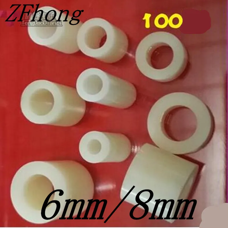 100 Pcs Plastic Washer Round Non Threaded Screws Fastener Hollow White M4 
