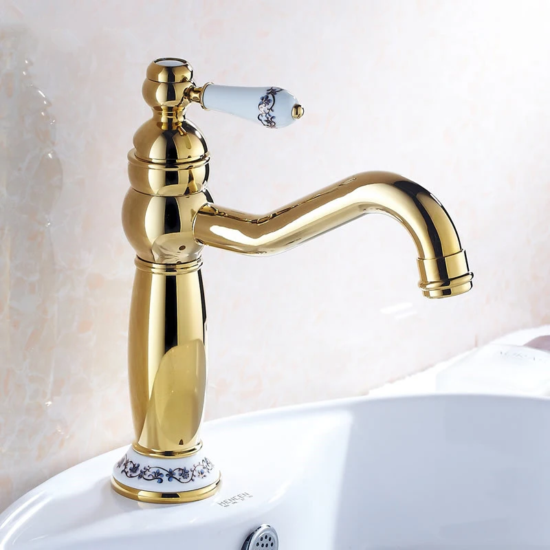 

Brass Bathroom Faucet Rose Gold Basin Faucet Taps Single Hole Deck Mount Hot Cold Ceramic Bath Sink Taps