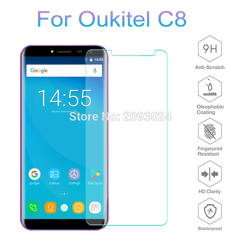 

2pcs For Oukitel C8 Tempered Glass Original 9H 2.5D Screen Protector Film For Oukitel C8 5.5 inch Protective Glass Guard Saver