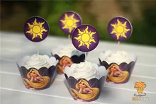 24pcs Cartoon רפונזל נייר Cupcake עטיפות Toppers עוגת כוסות מרים תינוק מקלחת ילדים יום הולדת טובות המפלגה אספקת קישוט(China)