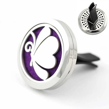 

30mm Stainless Steel New Design Butterfly Car Aromatherapy Essential Oil Diffuser Pendant Locket Vent Clip For Car