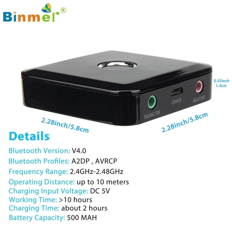 Binmer Bluetooth 4,0 приемник передатчик 2 в 1 стерео музыка аудио Bluetooth адаптер Jan 12 MotherLander