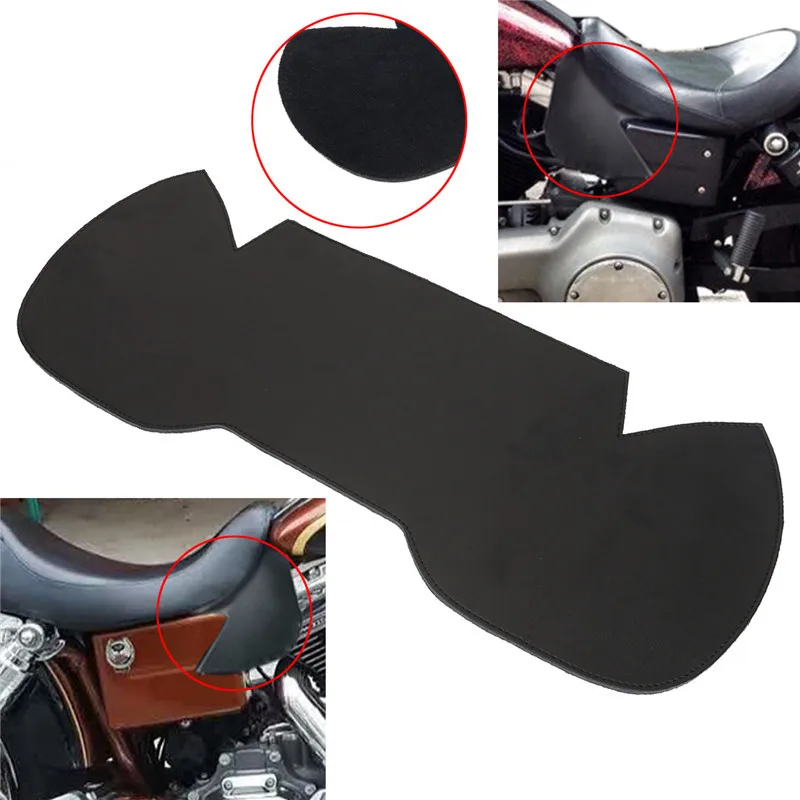 

Black Plain Leather Thigh Saddle Shield Heat Deflectors Motorcycle Part For Suzuki Kawasaki Yamaha Honda Harley Touring Softail