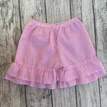 Г. летняя простая полосатый дизайн дети новорожденный Нижнее Бельё для девочек моды девочка бутик Шорты Seersucker рябить Шорты