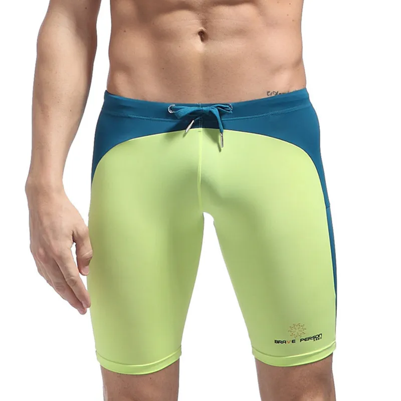 Храбрый Человек Для мужчин плотно Купальники для малышек спортивные Велоспорт Фитнес Цвет соответствующие Одежда заплыва Мужские Шорты для купания - Цвет: Зеленый