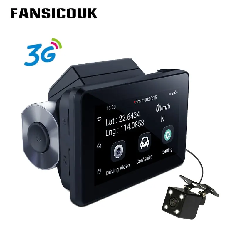 

FANSICOUK 1080P Auto Registrar Camera 512MB+4GB Android 5.0 3G WiFi Dual Lens GPS Tracker Video Recorder Car DVR Dash Cam