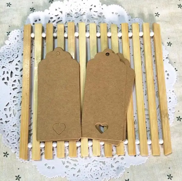 

9 * 4 cm Brown square blank kraft paper tags jewelry price tags card tags with Hemp rope 300 pcs/lot