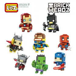LoZ блоки Бэтмен Капитан Америка Тор Железный конструкторные головы фигурку сборка строительных блоков игрушки для детей