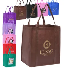 Дешевая торговля 300 шт пользовательская многоразовая сумка для продуктов хозяйственные сумки с печатным логотипом 33H* 30,5 W* 20G CM