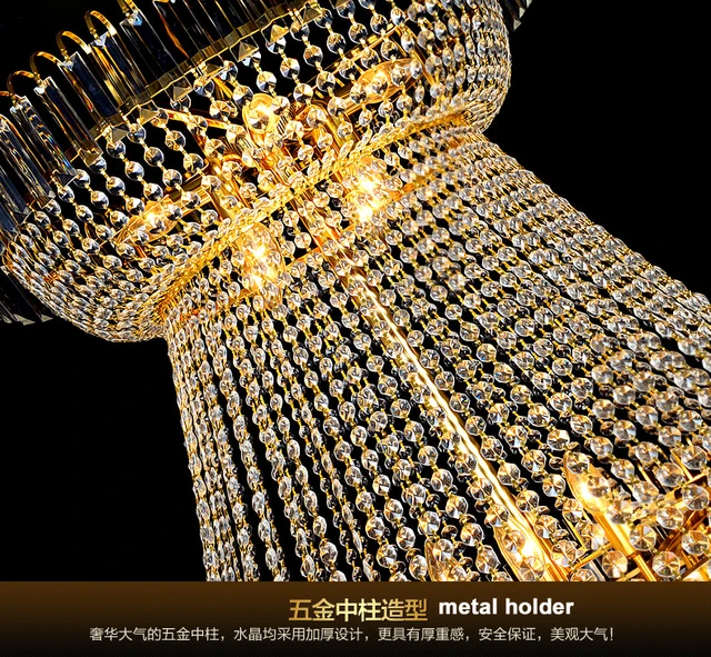 Modern Gold Crystal Chandeliers Lights Fixture Big Round Image