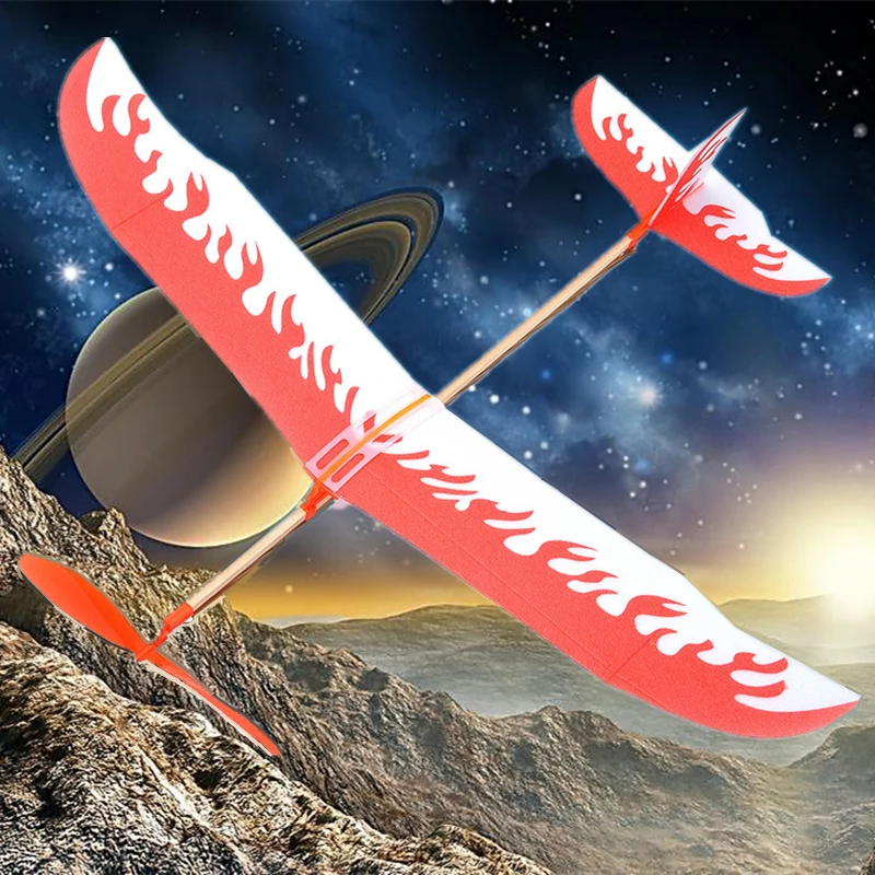 

Rubber Band Powered Model Aircraft Kit,Kids Early Education Toy,Elastic Rubber Band Powered Glider Plane Assemble Aircraft