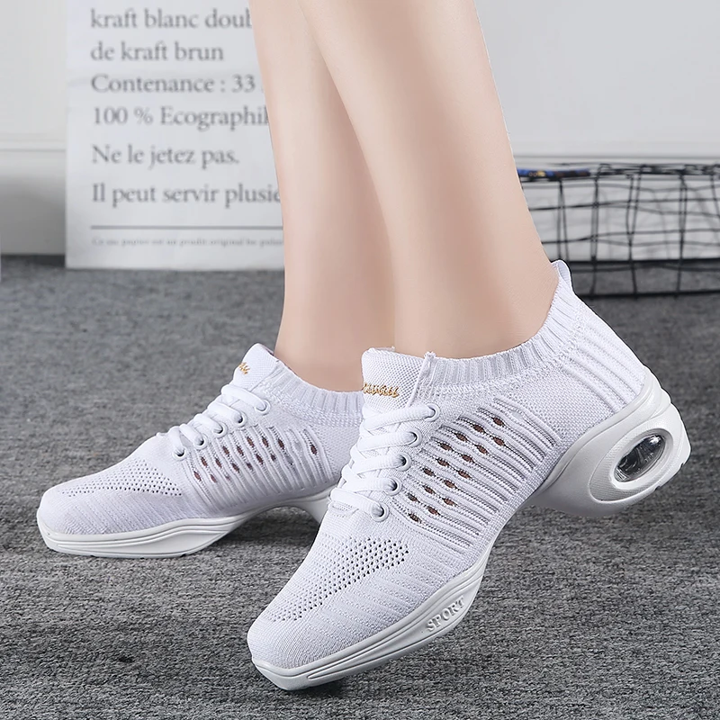 New Womens Summer Dance Sneakers Net Surface Breathable Modern Jazz Dance Shoes 
