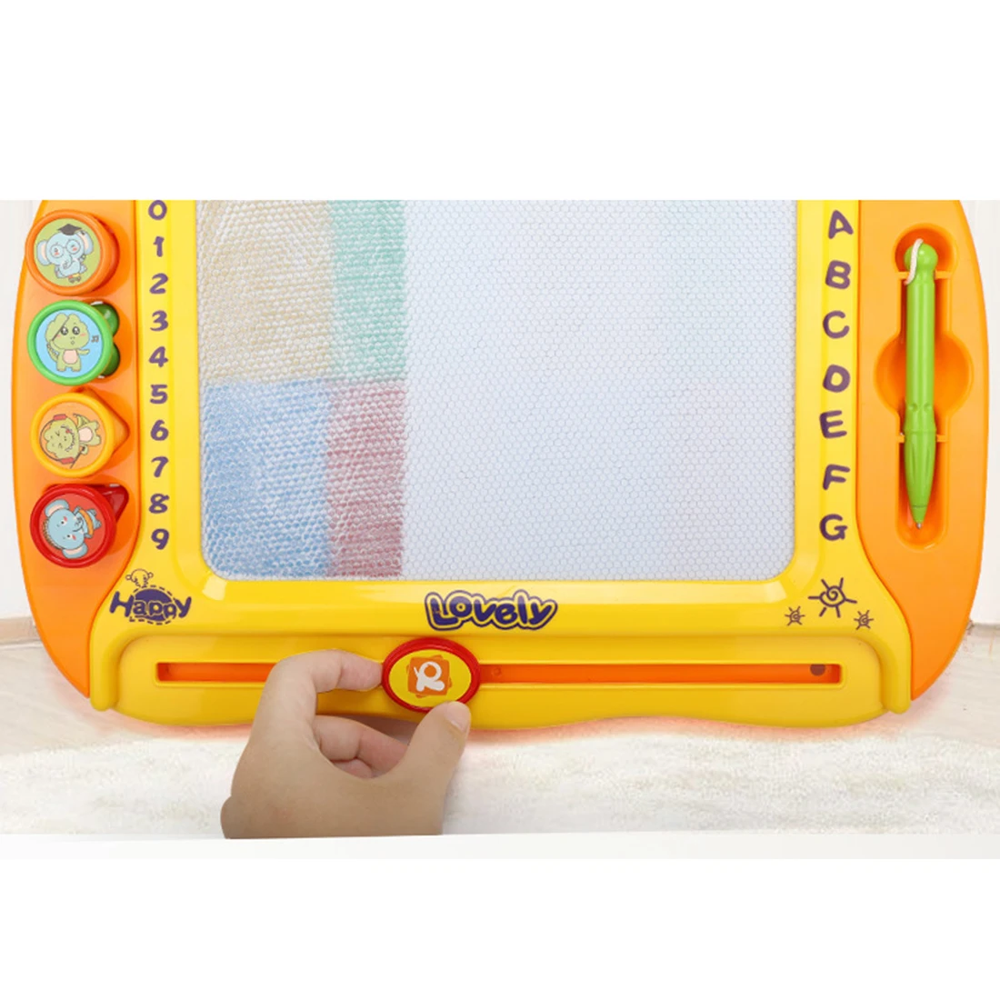 Детская письменная доска стираемый каракули картина игрушка пластиковая магнитная доска для рисования с 4 штампами и 1 ручкой