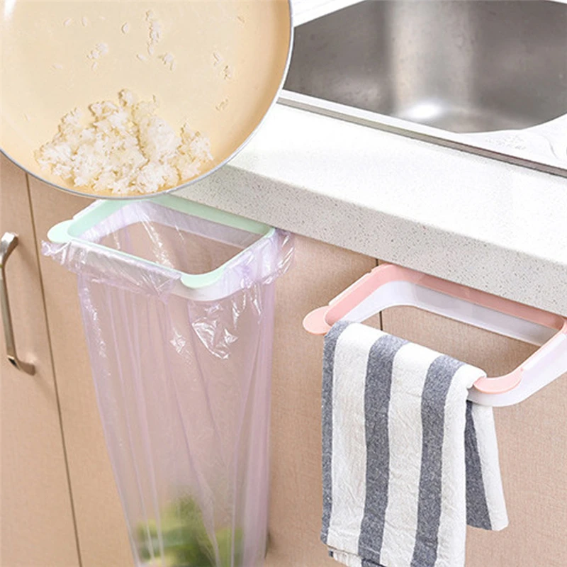 

VOGVIGO Cabinets Door - Mounted Trash Garbage Bag Storage Rack Plastic Bag Shelves Trash Rack Random Color