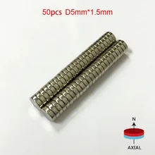 50 Pcs/Pack 5mm x 1.5mm N50 Magnetic Materials Neodymium Mini Small Round Disc Magnets