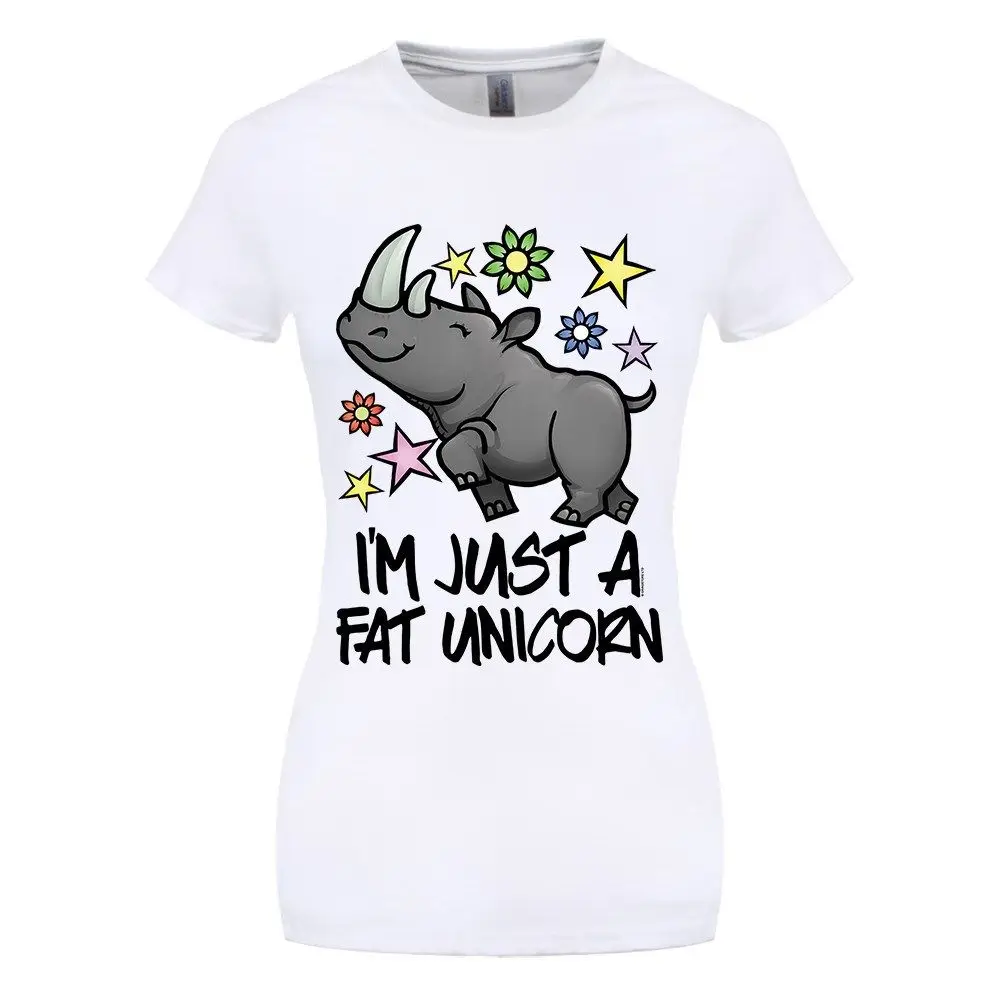 

T-Shirt I'm Just A Fat Unicorn Femme Blanc100% Cotton Print Summer O-Neck free shipping