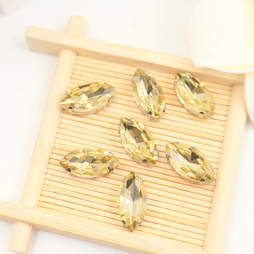 

Top Quality 50PCS Sewing Rhinestone Flatback Sew on Crystal with Metal Claw Strass Crystal Stones for Garment Bags Shoes DIY