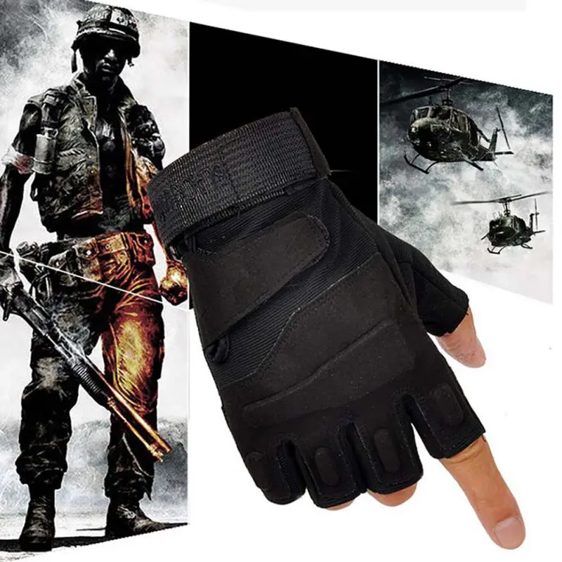 Уличные спортивные зимние Нескользящие Тактические перчатки без пальцев, ветрозащитные Военные перчатки для велоспорта, охоты, верховой езды