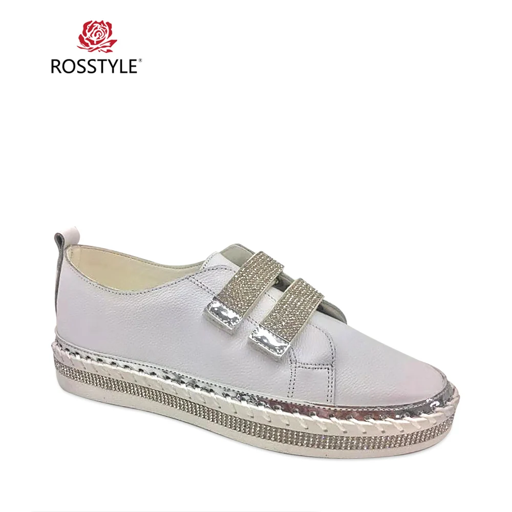 

ROSSTYLE 2019 Spring And Autumn Casual Women Shoes New Simple Wind Flat Shoe Shining Bling Cow Leather Fashion For Women Shoe P4