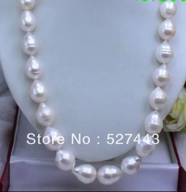 

Wholesale free shipping >>Genuine big 13-15mm akoya white BAROQUE Pearl Necklace 18