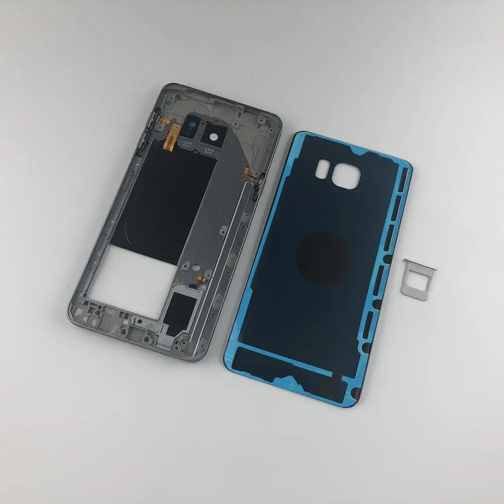 Для samsung Galaxy Note 5 N920 N920F корпус металлическая средняя рамка+ стеклянная Задняя крышка батареи+ Передняя Задняя наклейка+ держатель лотка для карт