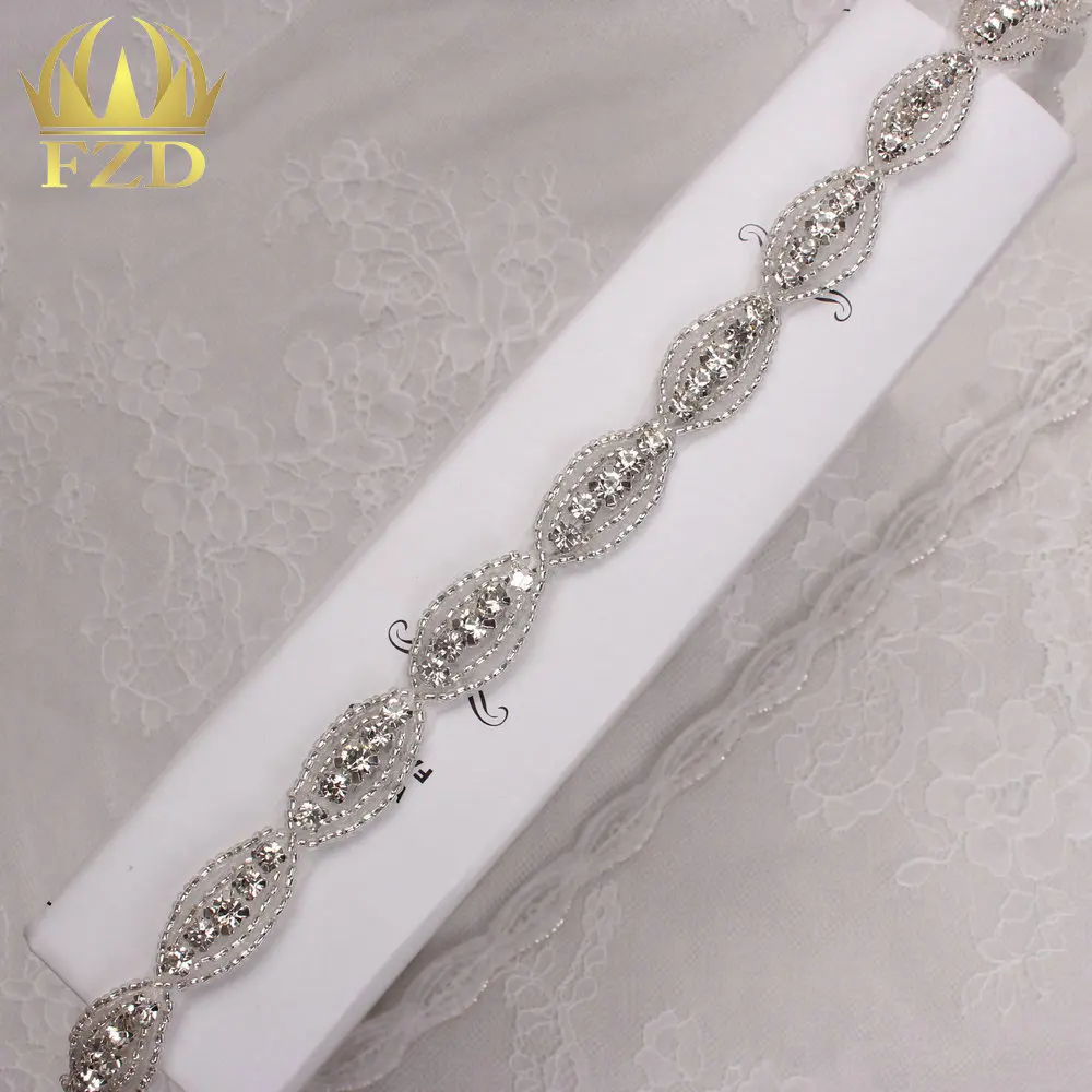 

(10yards) Wholesale Hotfix Clear Crystal Sewing on Beaded Rhinestone Appliques Trimming for Wedding Dress Headpieces Garters