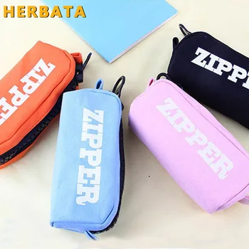 

Korean Big Zipper Pencil Bag Large Capacity Canvas Pencil Case School Stationery Pen Storage Box Material Escolar Supplies 1968