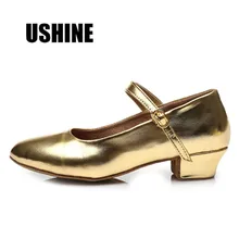 USHINE/Лидер продаж 207 года; цвет золотистый, Серебристый; Zapatos de baile; латино; mujer; Танго; Латинская Сальса; Танцевальная обувь для девочек и женщин