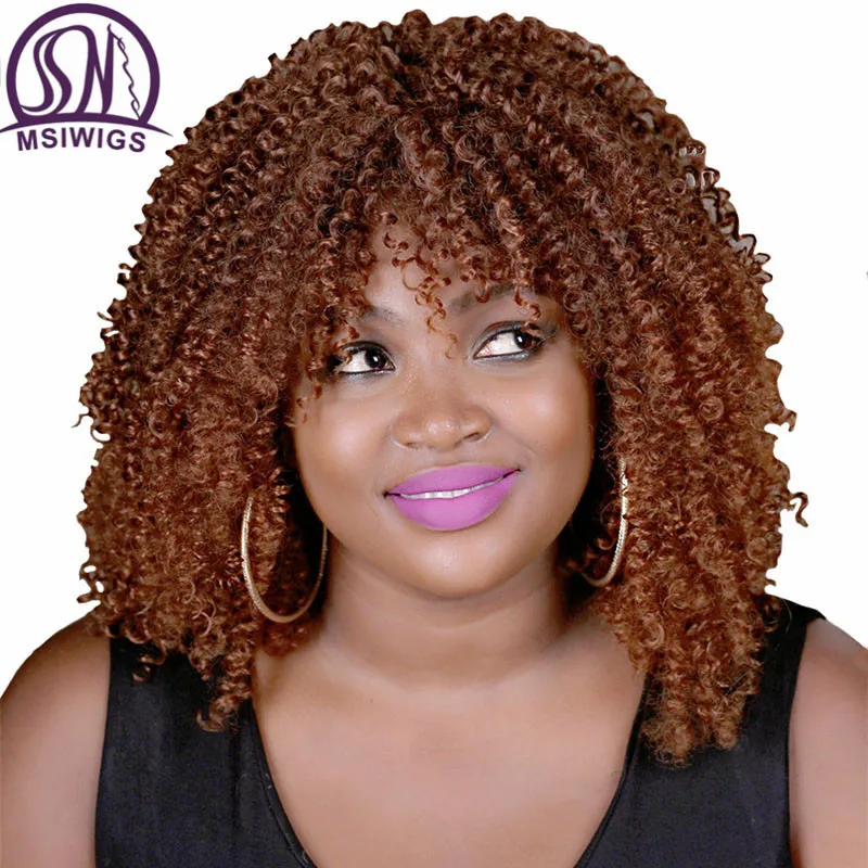 Msiwigs Medium Long Synthetic Wigs For Black Women Heat Resistant