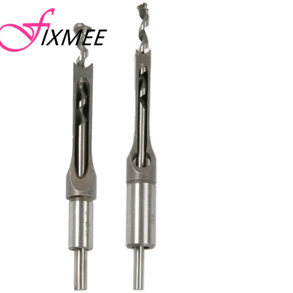

Fixmee 2pc 10mm 16mm Square Hole Saw Mortising Chisel w/ Twist Drill Bit Wood Tool