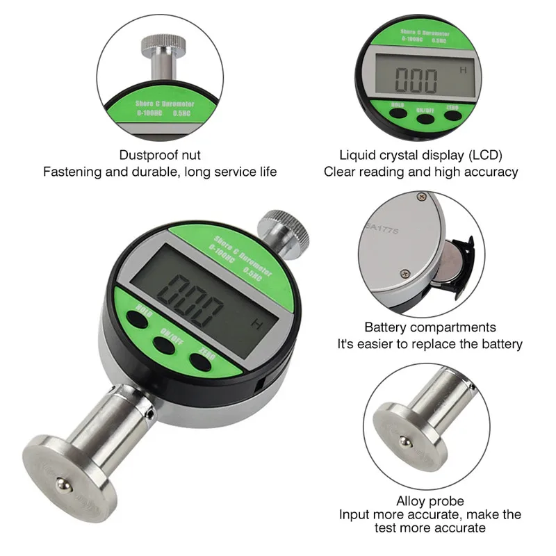 Digital Shore Hardness Tester Durometer 0-100HC LCD Shore CD Penetrometer Sclerometer For Plastic Leather Rubber Multi-resin (8)