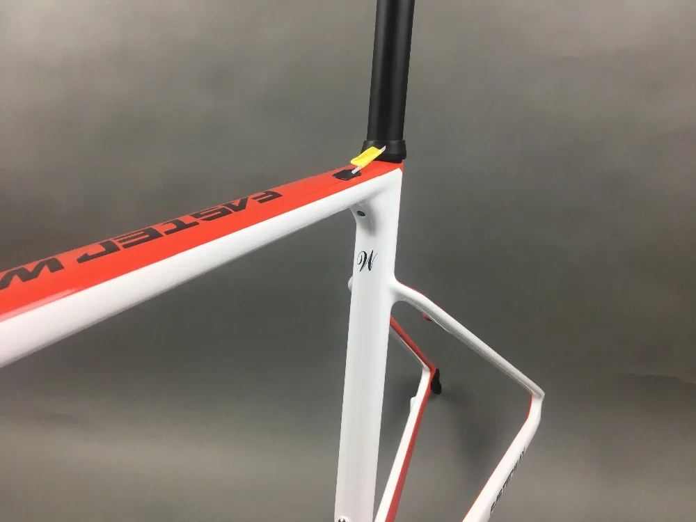 Discount white red with black  FASTERWAY classic carbon road frameset UD weave carbon bike frame:Frameset+Seatpost+Fork+Clamp+Headset 110