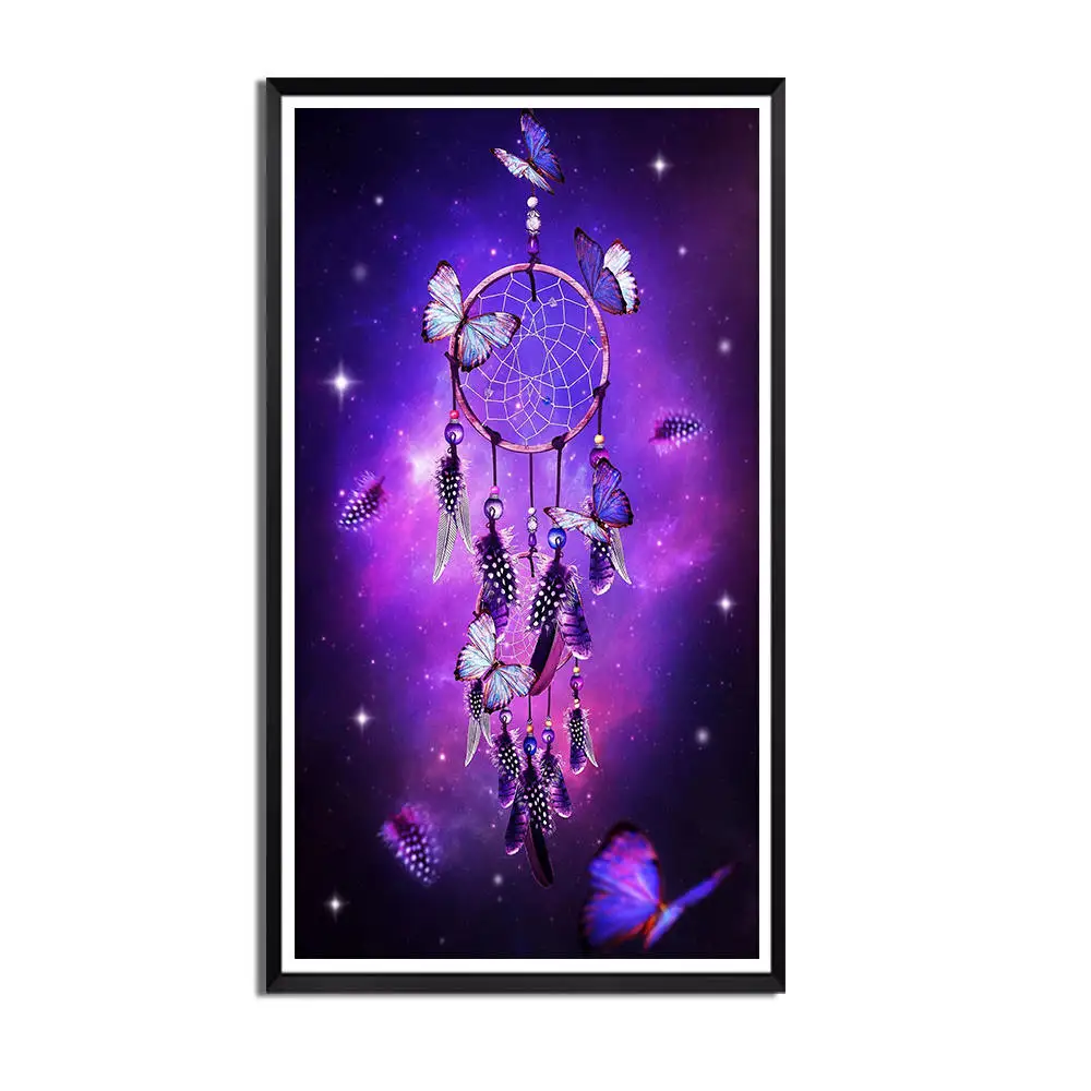 

5D30x60cmPaintings By Numbers Unframed Dream Catcher butterfly Cross Stitch Craft With Multicolor