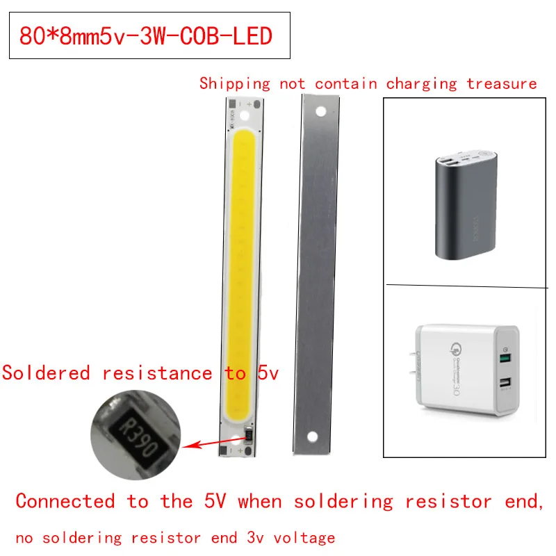 3 в 5 в красный/теплый/белый/синий цвет светодиодный COB источник бар чип Диоды 3 Вт светодиодный COB полоса низкого напряжения 3 в 1 батарея 5 в светодиодный 5 В USB светильник - Испускаемый цвет: 5V COB
